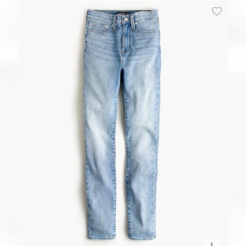 JCrew 10" highest-rise skinny jean in light vintage blue.